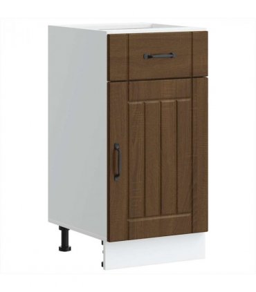 vidaXL Kitchen Base Cabinet Lucca Brown Oak Engineered Woo — Size: 40 x 46 x 81.5 cm, Model: 1x bottom cabinet (1 door 1 drawer)
