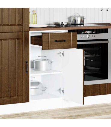 vidaXL Kitchen Base Cabinet Lucca Brown Oak Engineered Woo — Size: 40 x 46 x 81.5 cm, Model: 1x bottom cabinet (1 door 1 drawer)