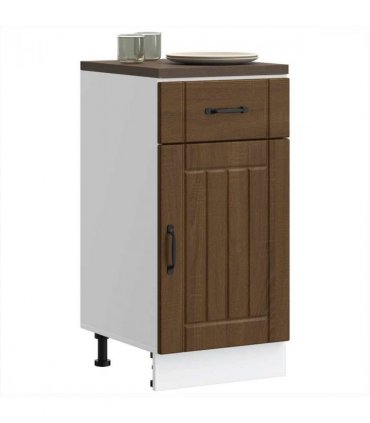 vidaXL Kitchen Base Cabinet Lucca Brown Oak Engineered Woo — Size: 40 x 46 x 81.5 cm, Model: 1x bottom cabinet (1 door 1 drawer)
