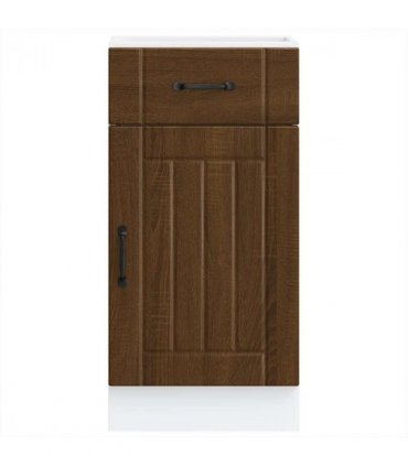 vidaXL Kitchen Base Cabinet Lucca Brown Oak Engineered Woo — Size: 40 x 46 x 81.5 cm, Model: 1x bottom cabinet (1 door 1 drawer)