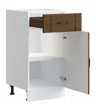 vidaXL Kitchen Base Cabinet Lucca Brown Oak Engineered Woo — Size: 40 x 46 x 81.5 cm, Model: 1x bottom cabinet (1 door 1 drawer)