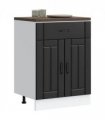 vidaXL Kitchen Base Cabinet Lucca Black Engineered Wood — Size: 60 x 46 x 81.5 cm, Model: 1x bottom cabinet (2 doors 1 drawer)