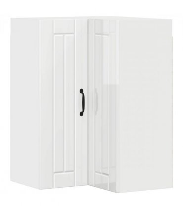 vidaXL Wall Corner Cabinet LUCCA High Gloss White 57 x 57 x 80 cm — Model: 1x wall corner cabinet