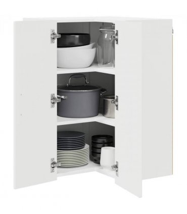 vidaXL Wall Corner Cabinet LUCCA High Gloss White 57 x 57 x 80 cm — Model: 1x wall corner cabinet