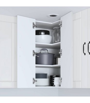 vidaXL Wall Corner Cabinet LUCCA High Gloss White 57 x 57 x 80 cm — Model: 1x wall corner cabinet