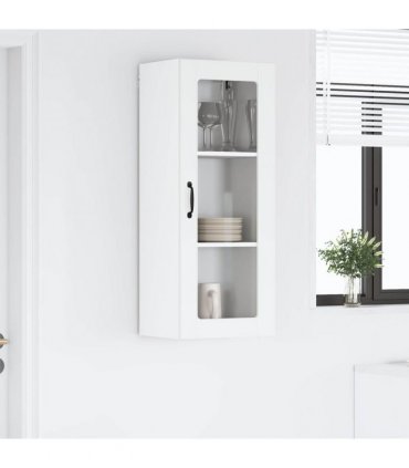 vidaXL Wall Glass Cabinet LUCCA White 40 x 31 x 100 cm Engineered Wood — Model: 1x wall glass cabinet (1 door)