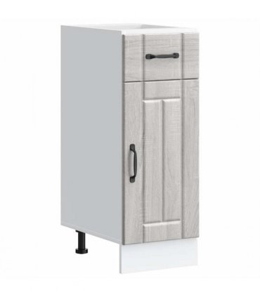vidaXL Kitchen Base Cabinet Lucca Grey Sonoma Engineered W — Size: 30 x 46 x 81.5 cm, Model: 1x bottom cabinet (1 door 1 drawer)