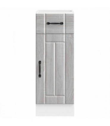 vidaXL Kitchen Base Cabinet Lucca Grey Sonoma Engineered W — Size: 30 x 46 x 81.5 cm, Model: 1x bottom cabinet (1 door 1 drawer)