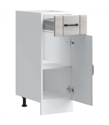 vidaXL Kitchen Base Cabinet Lucca Grey Sonoma Engineered W — Size: 30 x 46 x 81.5 cm, Model: 1x bottom cabinet (1 door 1 drawer)