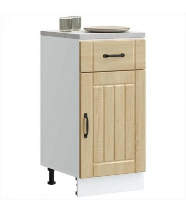vidaXL Kitchen Base Cabinet Lucca Sonoma Oak Engineered Wo — Size: 40 x 46 x 81.5 cm, Model: 1x bottom cabinet (1 door 1 drawer)