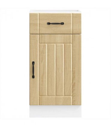 vidaXL Kitchen Base Cabinet Lucca Sonoma Oak Engineered Wo — Size: 40 x 46 x 81.5 cm, Model: 1x bottom cabinet (1 door 1 drawer)
