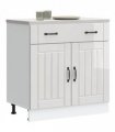 vidaXL Kitchen Base Cabinet Lucca High Gloss White Engine — Size: 80 x 46 x 81.5 cm, Model: 1x bottom cabinet (2 doors 1 drawer)