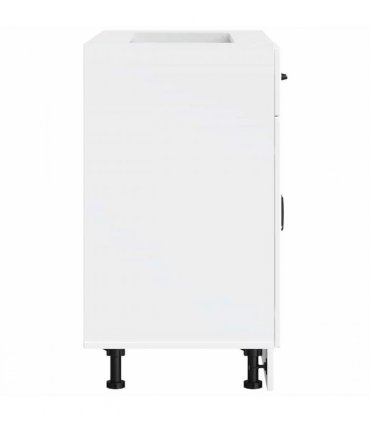 vidaXL Kitchen Base Cabinet Lucca High Gloss White Engine — Size: 80 x 46 x 81.5 cm, Model: 1x bottom cabinet (2 doors 1 drawer)