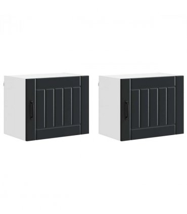vidaXL Wall Cabinet LUCCA 2 pcs Black 50 x 31 x 40 cm Engineered Wood — Model: 2x wall cabinet (1 door)