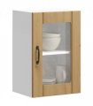 vidaXL Kitchen Wall Cabinet with Glass Door Lucca Artisan Oak — Size: 40 x 31 x 60 cm, Model: 1x wall glass cabinet (1 door)