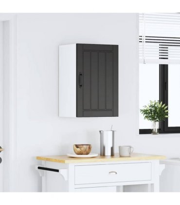 vidaXL Kitchen Wall Cabinet Lucca Black Engineered Wood — Size: 40 x 31 x 60 cm, Model: 1x wall cabinet (1 door)