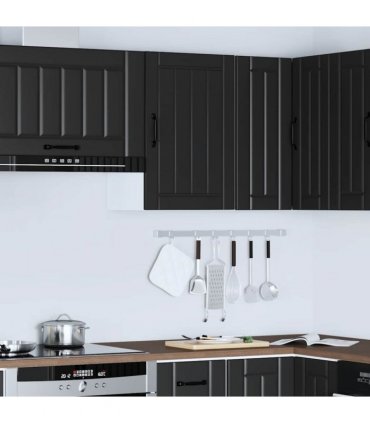 vidaXL Kitchen Wall Cabinet Lucca Black Engineered Wood — Size: 40 x 31 x 60 cm, Model: 1x wall cabinet (1 door)