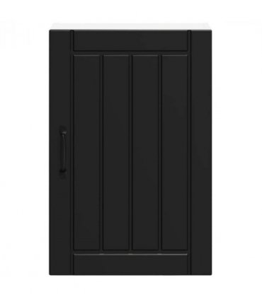 vidaXL Kitchen Wall Cabinet Lucca Black Engineered Wood — Size: 40 x 31 x 60 cm, Model: 1x wall cabinet (1 door)