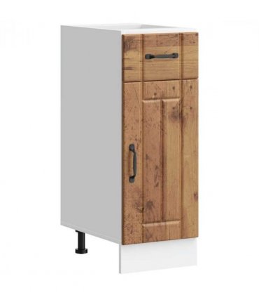 vidaXL Kitchen Base Cabinet Lucca Old Wood Engineered Wood — Size: 30 x 46 x 81.5 cm, Model: 1x bottom cabinet (1 door 1 drawer)