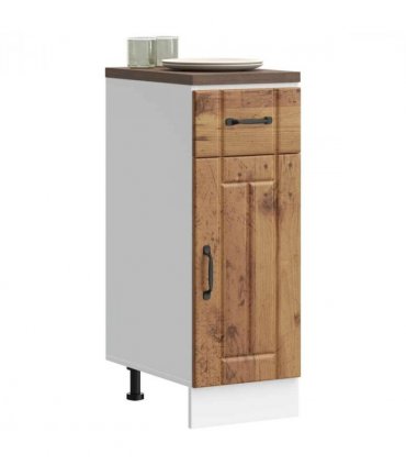 vidaXL Kitchen Base Cabinet Lucca Old Wood Engineered Wood — Size: 30 x 46 x 81.5 cm, Model: 1x bottom cabinet (1 door 1 drawer)