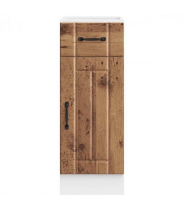 vidaXL Kitchen Base Cabinet Lucca Old Wood Engineered Wood — Size: 30 x 46 x 81.5 cm, Model: 1x bottom cabinet (1 door 1 drawer)