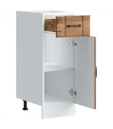vidaXL Kitchen Base Cabinet Lucca Old Wood Engineered Wood — Size: 30 x 46 x 81.5 cm, Model: 1x bottom cabinet (1 door 1 drawer)