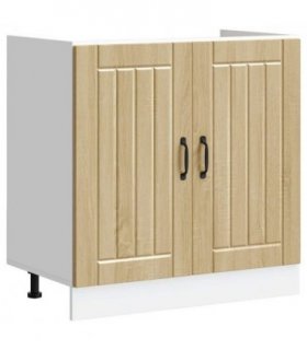 vidaXL Sink Base Cabinet Lucca Sonoma Oak Engineered Wood — Size: 80 x 46 x 81.5 cm, Model: 1x bottom cabinet (2 doors)