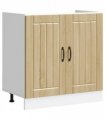 vidaXL Sink Base Cabinet Lucca Sonoma Oak Engineered Wood — Size: 80 x 46 x 81.5 cm, Model: 1x bottom cabinet (2 doors)