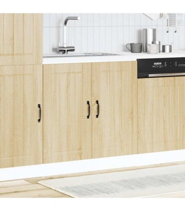 vidaXL Sink Base Cabinet Lucca Sonoma Oak Engineered Wood — Size: 80 x 46 x 81.5 cm, Model: 1x bottom cabinet (2 doors)
