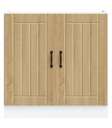 vidaXL Sink Base Cabinet Lucca Sonoma Oak Engineered Wood — Size: 80 x 46 x 81.5 cm, Model: 1x bottom cabinet (2 doors)
