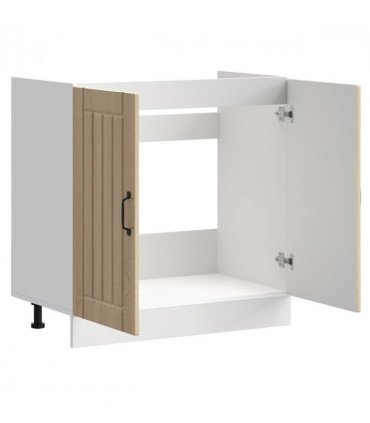 vidaXL Sink Base Cabinet Lucca Sonoma Oak Engineered Wood — Size: 80 x 46 x 81.5 cm, Model: 1x bottom cabinet (2 doors)