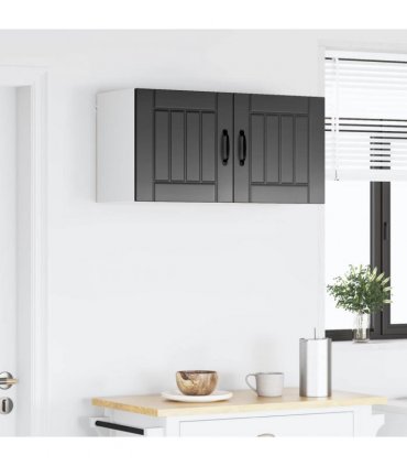 vidaXL Wall Cabinet LUCCA Black 80 x 31 x 40 cm Engineered Wood — Model: 1x wall cabinet (2 doors)