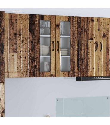 vidaXL Wall Glass Cabinet LUCCA Old Wood 60 x 31 x 80 cm — Model: 1x wall glass cabinet (2 doors)