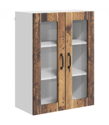 vidaXL Wall Glass Cabinet LUCCA Old Wood 60 x 31 x 80 cm — Model: 1x wall glass cabinet (2 doors)