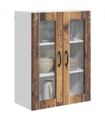 vidaXL Wall Glass Cabinet LUCCA Old Wood 60 x 31 x 80 cm — Model: 1x wall glass cabinet (2 doors)