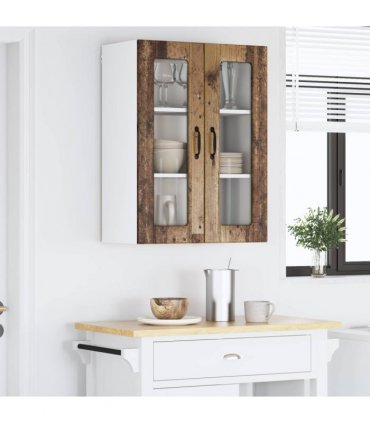 vidaXL Wall Glass Cabinet LUCCA Old Wood 60 x 31 x 80 cm — Model: 1x wall glass cabinet (2 doors)
