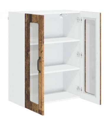 vidaXL Wall Glass Cabinet LUCCA Old Wood 60 x 31 x 80 cm — Model: 1x wall glass cabinet (2 doors)