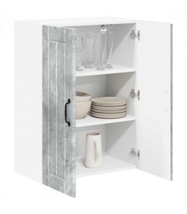 vidaXL Kitchen Cabinet Concrete Grey 60 x 31 x 80 cm Engineered Wood — Model: 1x wall glass cabinet (2 doors)