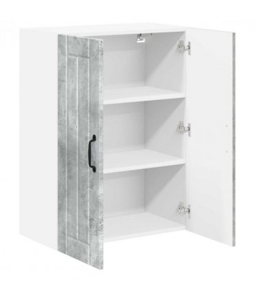 vidaXL Kitchen Cabinet Concrete Grey 60 x 31 x 80 cm Engineered Wood — Model: 1x wall glass cabinet (2 doors)