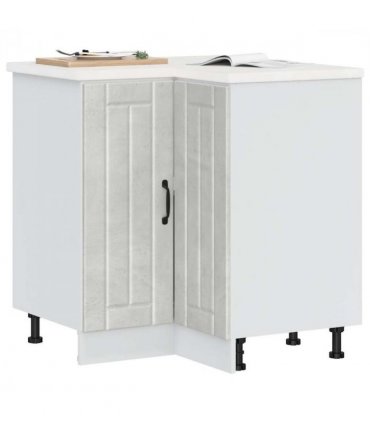 vidaXL Kitchen Corner Base Cabinet Lucca Concrete Grey — Size: 75.5 x 75.5 x 81.5 cm, Model: 1x corner bottom cabinet (2 doors)