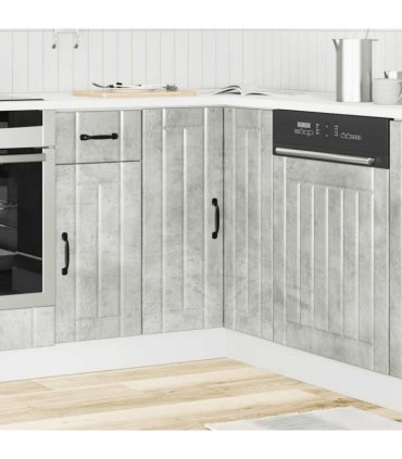 vidaXL Kitchen Corner Base Cabinet Lucca Concrete Grey — Size: 75.5 x 75.5 x 81.5 cm, Model: 1x corner bottom cabinet (2 doors)