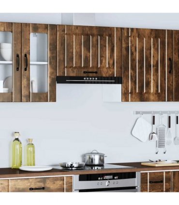 vidaXL Kitchen Wall Cabinet Lucca Smoked Oak Engineered Wood — Size: 60 x 31 x 40 cm, Model: 1x wall cabinet (1 flap door)