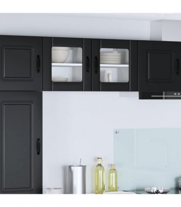 vidaXL Wall Glass Cabinet LUCCA 2 pcs Black 40 x 31 x 40 cm — Model: 2x wall glass cabinet (1 door)