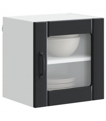 vidaXL Wall Glass Cabinet LUCCA 2 pcs Black 40 x 31 x 40 cm — Model: 2x wall glass cabinet (1 door)