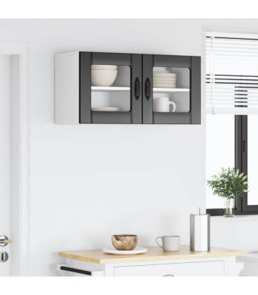 vidaXL Wall Glass Cabinet LUCCA 2 pcs Black 40 x 31 x 40 cm — Model: 2x wall glass cabinet (1 door)