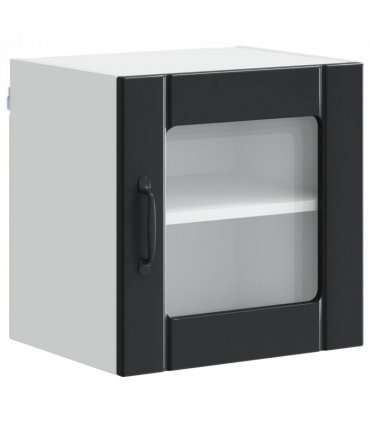 vidaXL Wall Glass Cabinet LUCCA 2 pcs Black 40 x 31 x 40 cm — Model: 2x wall glass cabinet (1 door)
