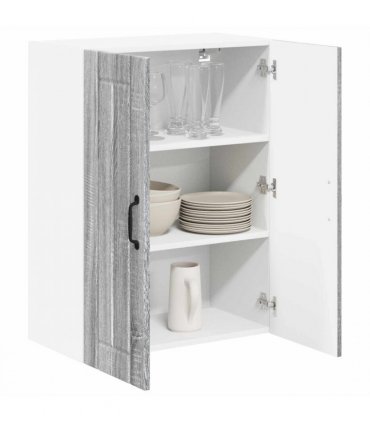 vidaXL Kitchen Cabinet Grey Sonoma 60 x 31 x 80 cm Engineered Wood — Model: 1x wall glass cabinet (2 doors)