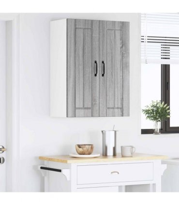 vidaXL Kitchen Cabinet Grey Sonoma 60 x 31 x 80 cm Engineered Wood — Model: 1x wall glass cabinet (2 doors)