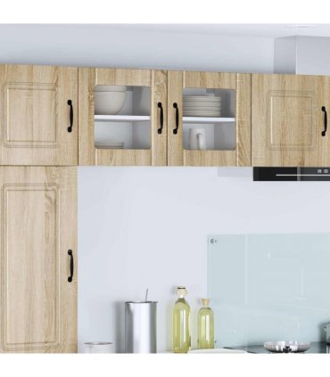 vidaXL Wall Glass Cabinet LUCCA 2 pcs Sonoma Oak 40 x 31 x 40 cm — Model: 2x wall glass cabinet (1 door)