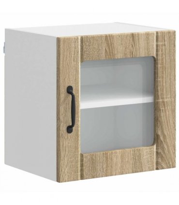 vidaXL Wall Glass Cabinet LUCCA 2 pcs Sonoma Oak 40 x 31 x 40 cm — Model: 2x wall glass cabinet (1 door)